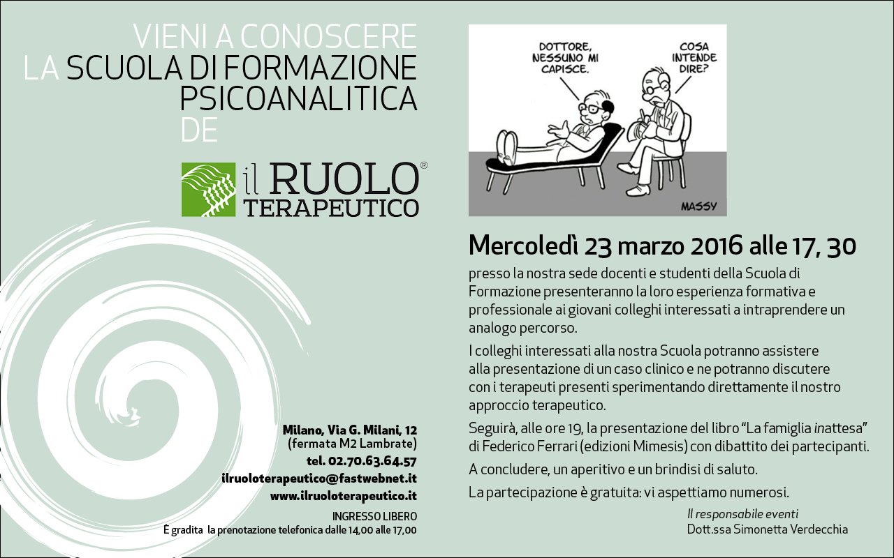 Open Evening per scoprire il Ruolo Terapeutico