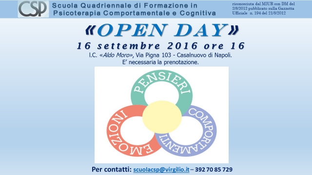 OPEN DAY - Scuola Psicoterapia Comportamentale e Cognitiva