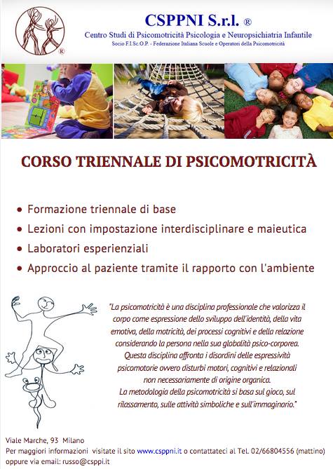 Locandina Corso triennale Psicomotricità CSPPNI