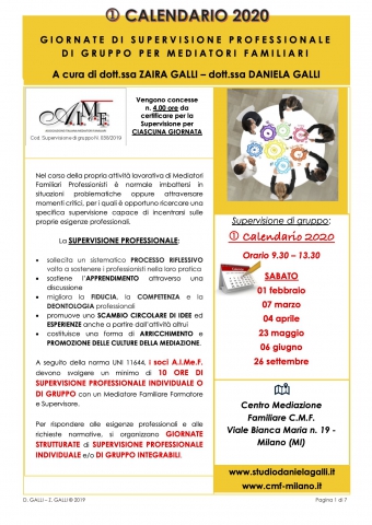 Supervisione di gruppo per Mediatori Familiari